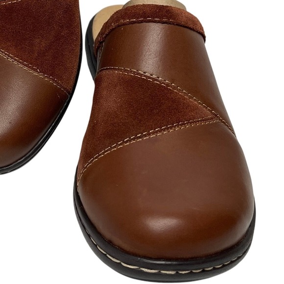 Clarks Collection Kyla Combi Brown Leather Suede Mule Clogs Shoes Womens 8 - Picture 13 of 14